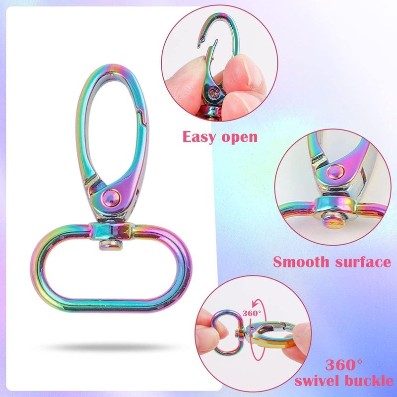 PECMER Rainbow Purse Hardware for Bag Making-1 Inch Swivel Hooks Buckles for Purses D Rings for Purse-15PCS Purse Strap Bag Hardware 5 Set Colorful(15 pcs rainbow) - Image 4
